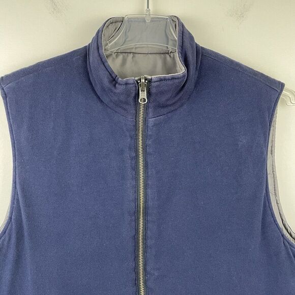 Brooks Brothers Reversible Puffer Vest Mens Medium Silver Navy Quilted Classic - Picture 14 of 15